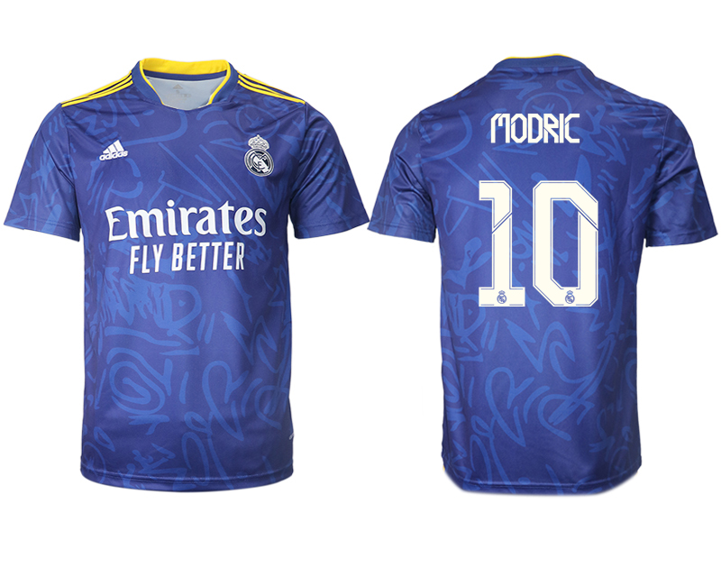 Men 2021-2022 Club Real Madrid away aaa version blue #10 Soccer Jersey